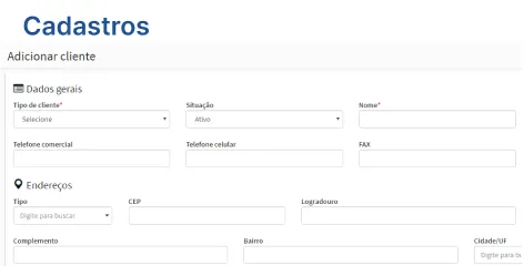 Sistema de gestão empresarial Cadastros GestãoClick